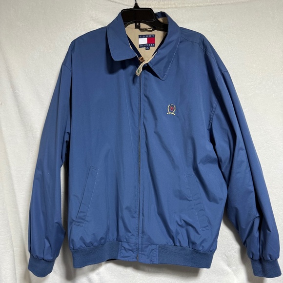 Vintage Tommy Hilfiger Harrington Jacket Crest XL Full Zipper Fleece Lined Blue - Picture 1 of 11